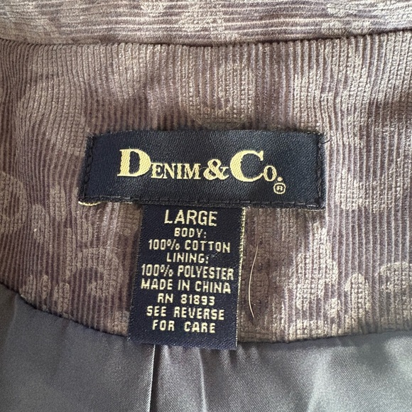 Corduroy Floral Paisley Cotton Steel Blur Blue Jacket Coat Blazer - Picture 3 of 7